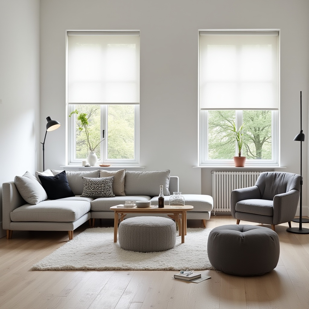 Estor enrollable translúcido blanco para ventana de sala