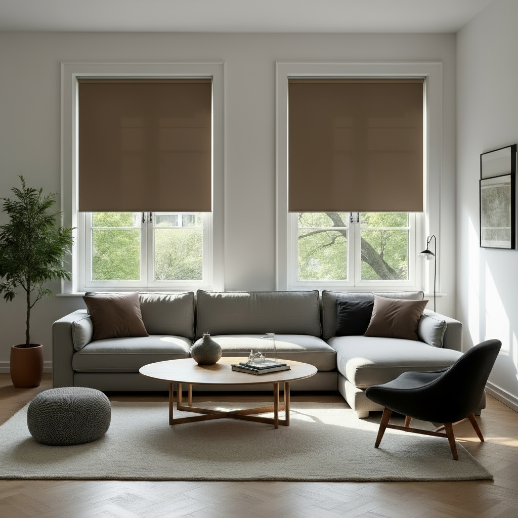 Estor traslúcido marrón