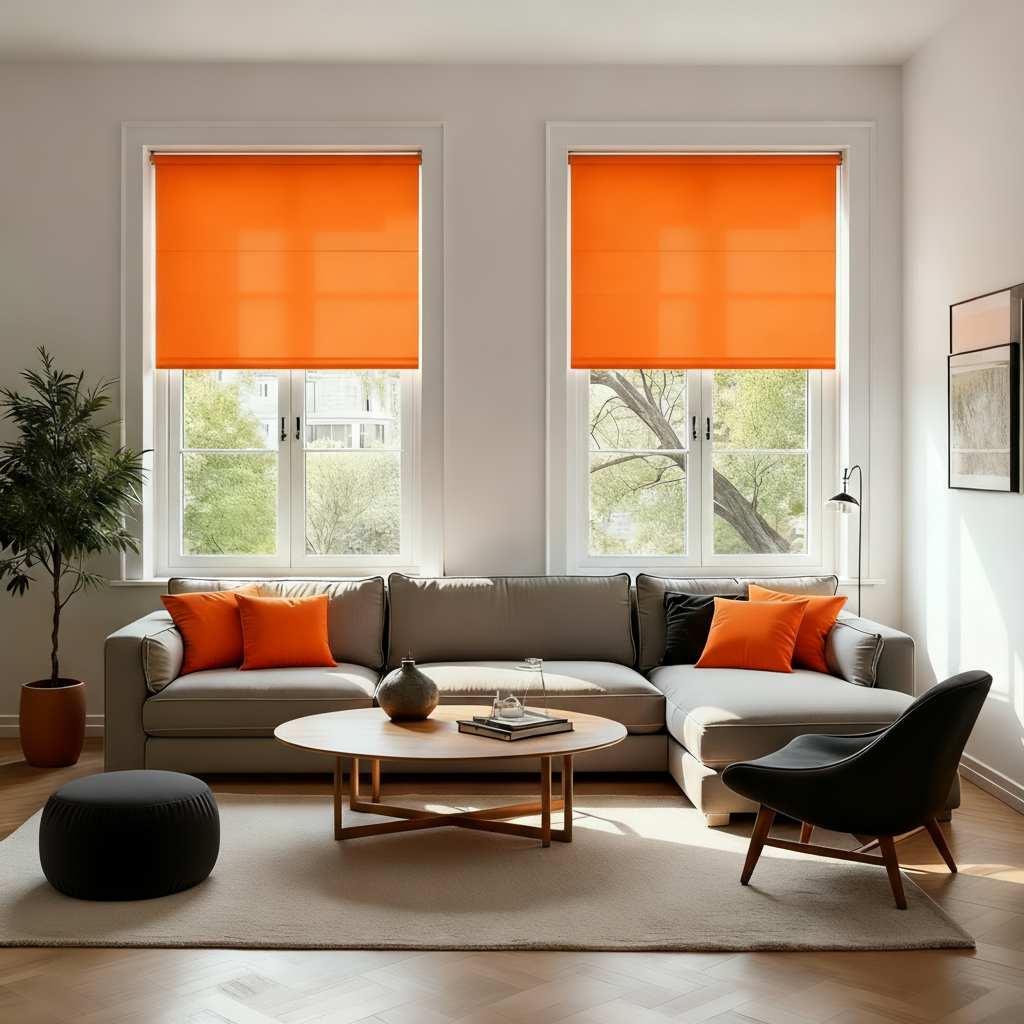 Estor traslúcido naranja