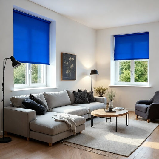 Estor traslúcido azul